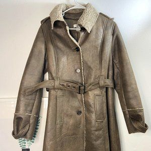 Faux shearling military winter coat